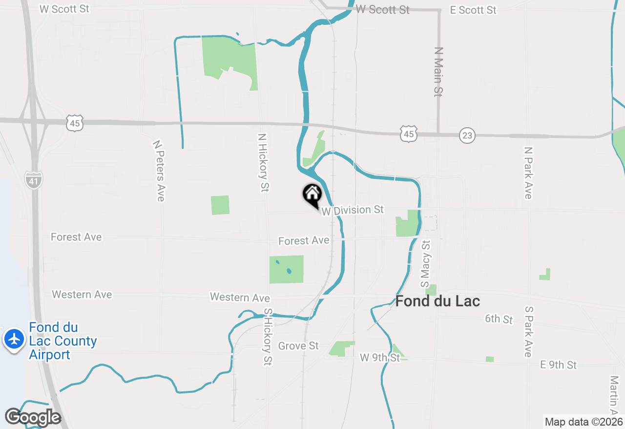 Map of 302 W Division St, Fond Du Lac, WI 54935