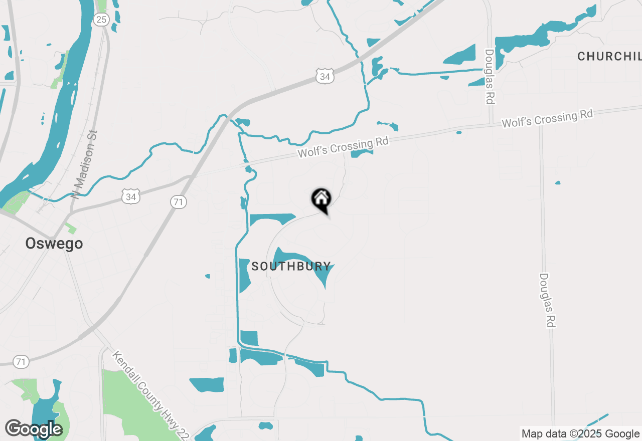 Map of 621 Mansfield Way, Oswego, IL 60543