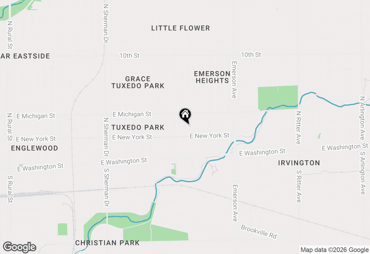 Map of 338 N Bosart Avenue, Indianapolis, IN 46201