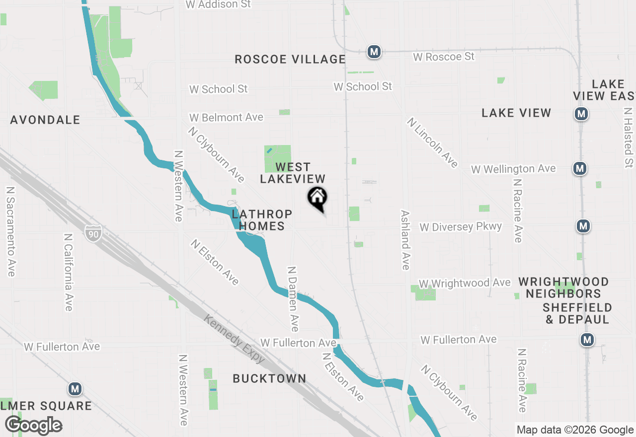 Map of 1907 W Wolfram Street, Chicago, IL 60657