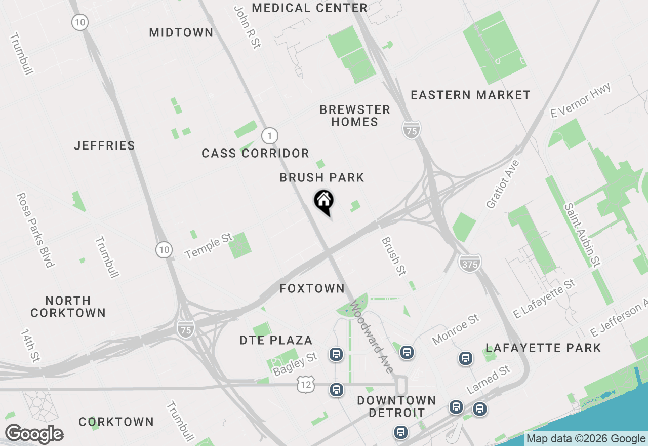 Map of 44 Adelaide Street, Detroit, MI 48201