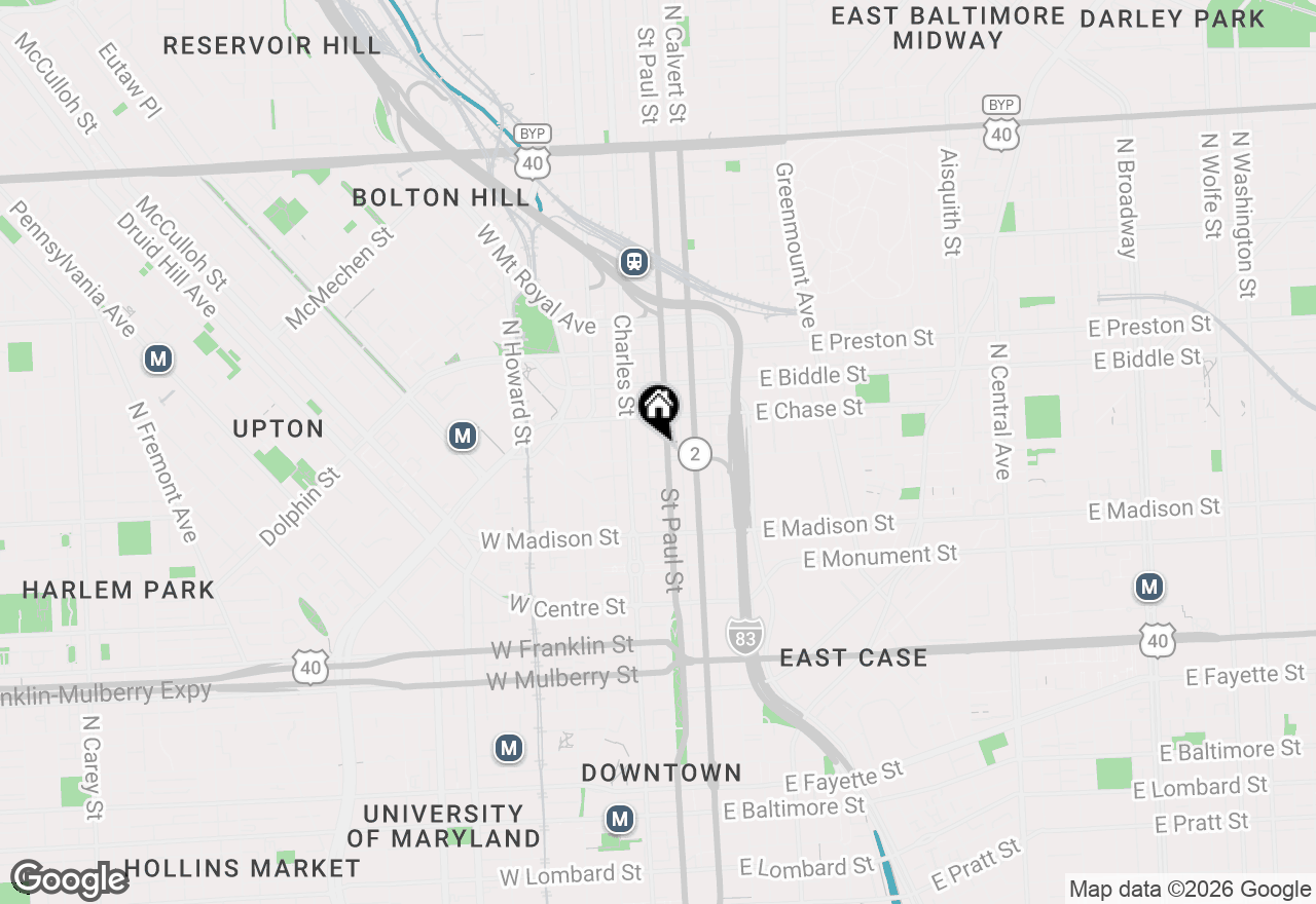 Map of 18 E Eager Street, Baltimore, MD 21202