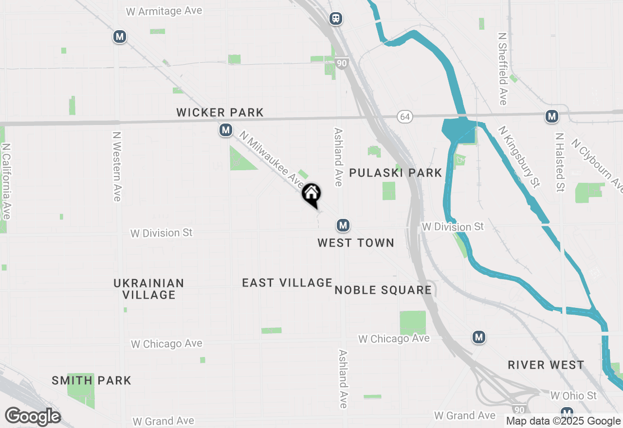 Map of 1233 N Paulina Street #3N, Chicago, IL 60622