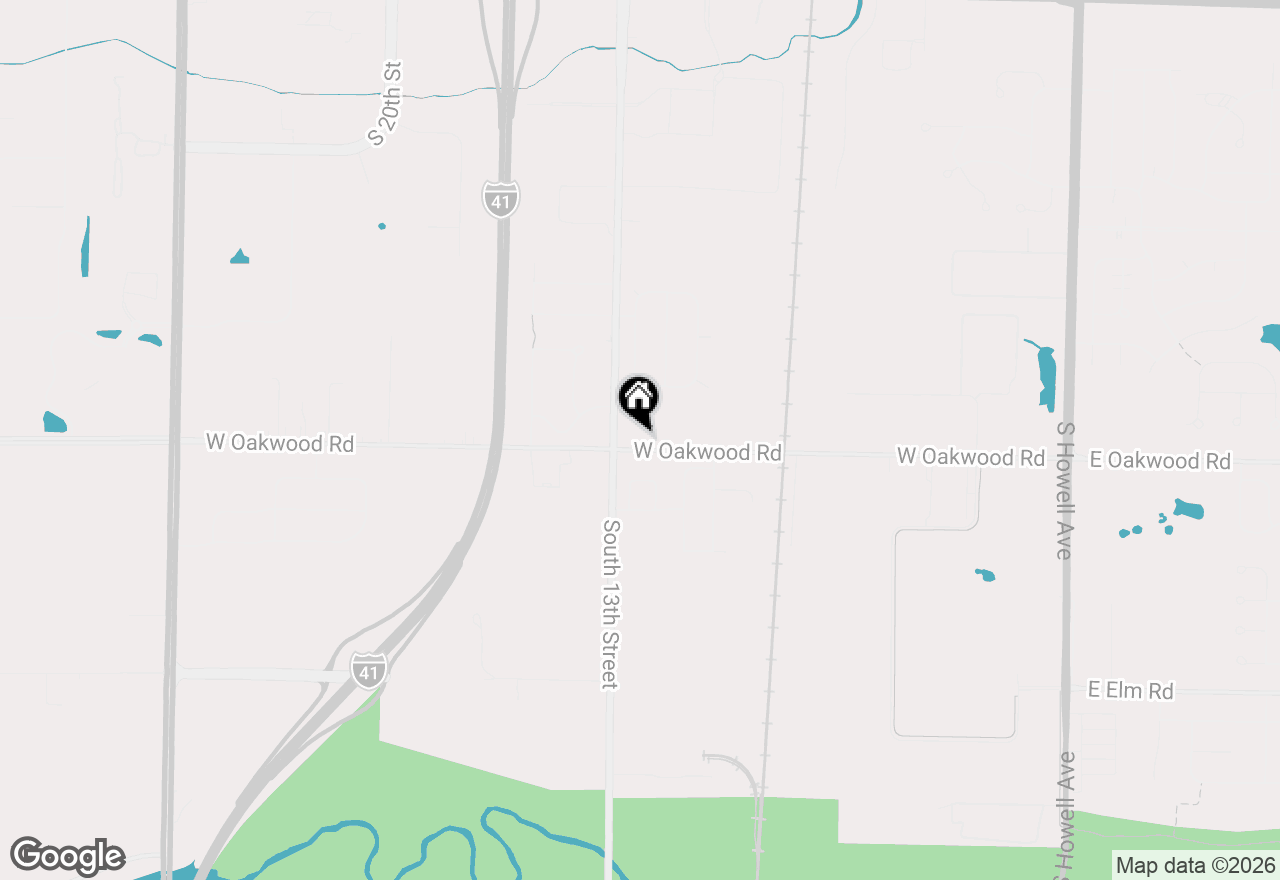 Map of 1202 W Oakwood Rd, Oak Creek, WI 53154