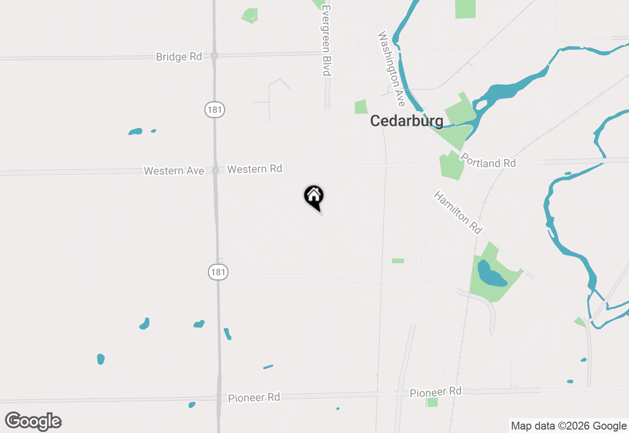 Map of W69N411 Evergreen Blvd, Cedarburg, WI 53012