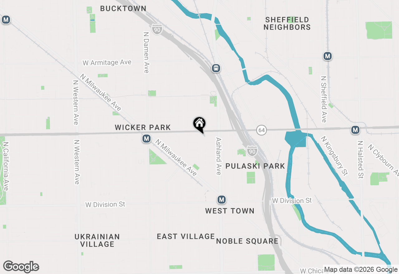 Map of 1532 N Paulina Street #O, Chicago, IL 60622
