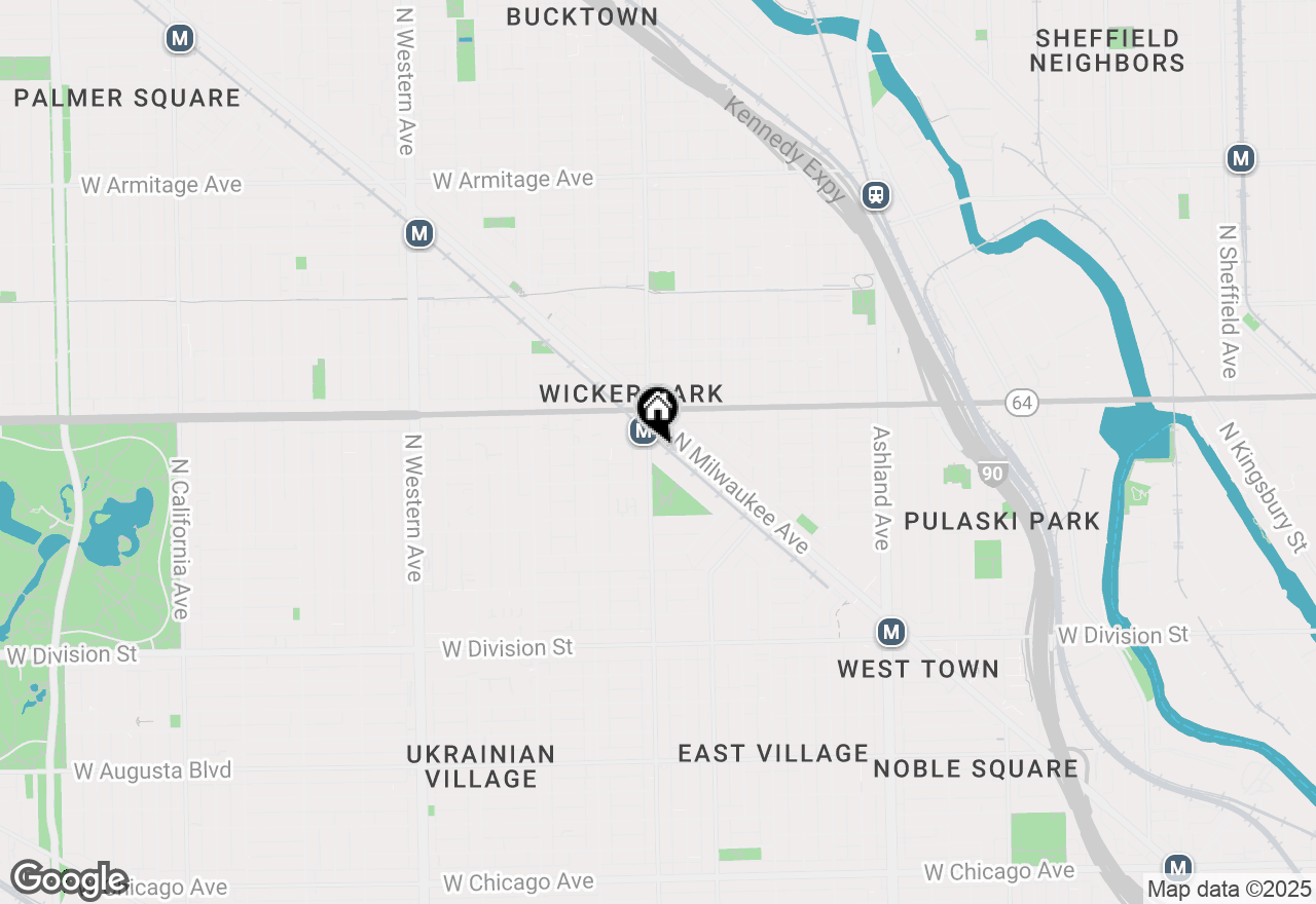 Map of 1539 N Wicker Park Avenue #1W, Chicago, IL 60622