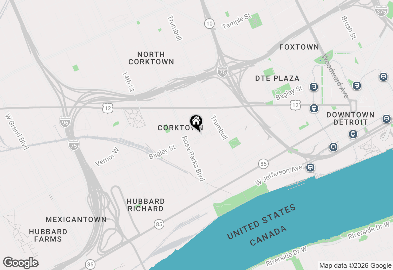 Map of 1682 Bagley Street #B, Detroit, MI 48216