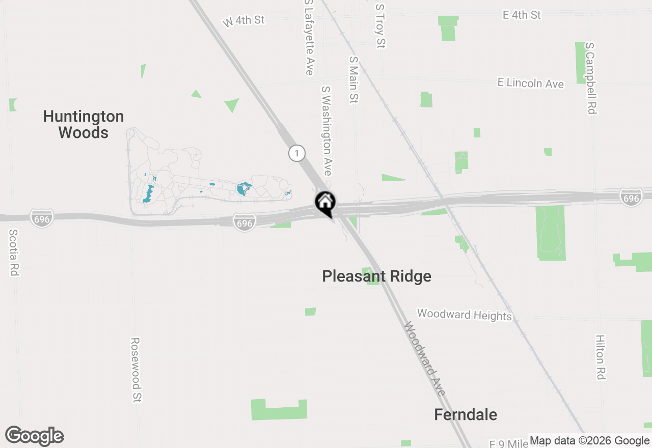 Map of 10 Millington Road, Pleasant Ridge, MI 48069
