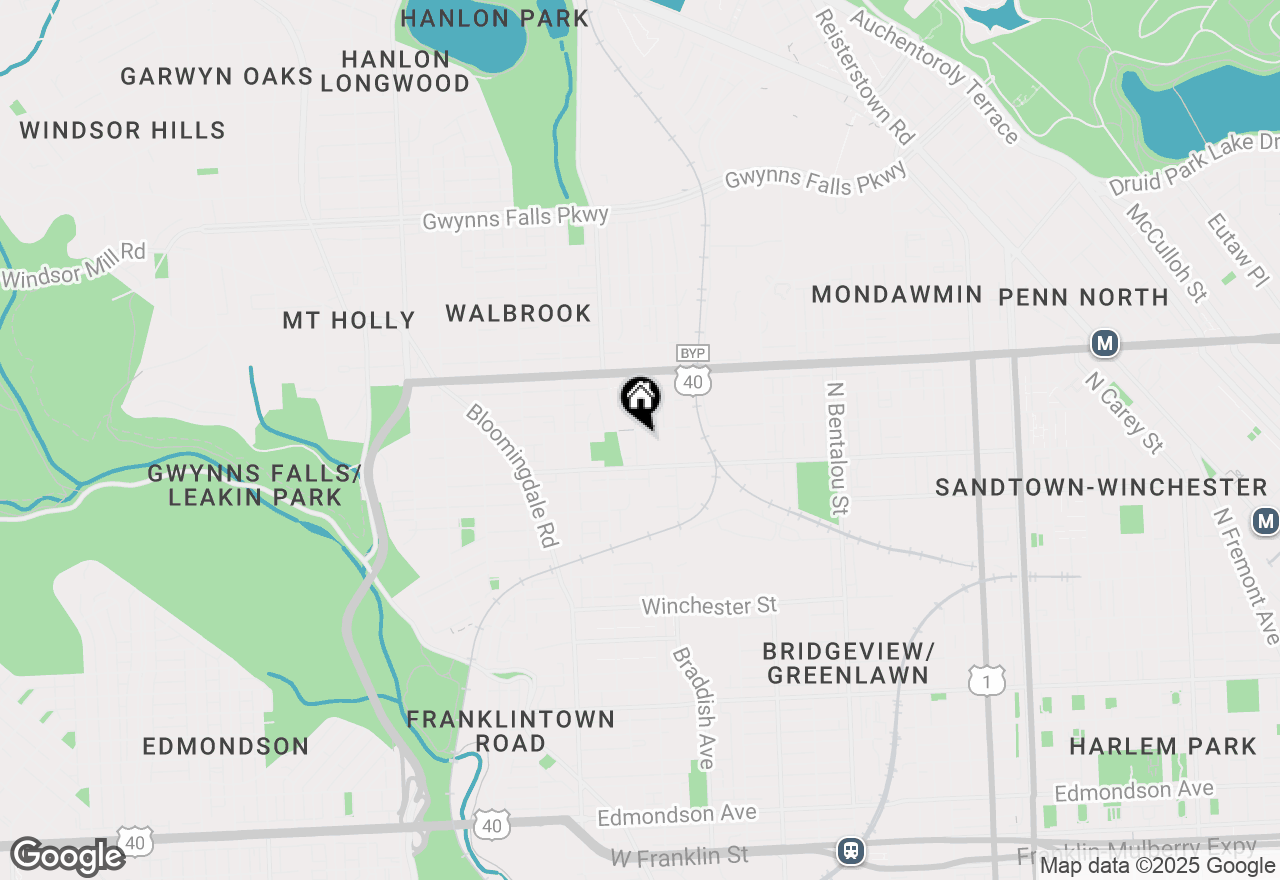 Map of 1642 N Ashburton Street, Baltimore, MD 21216