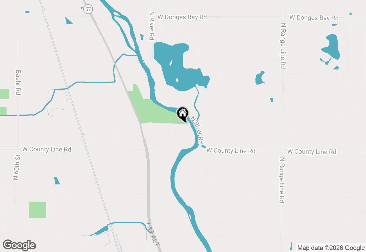 Map of 9740 N Riverside Rd, Mequon, WI 53092