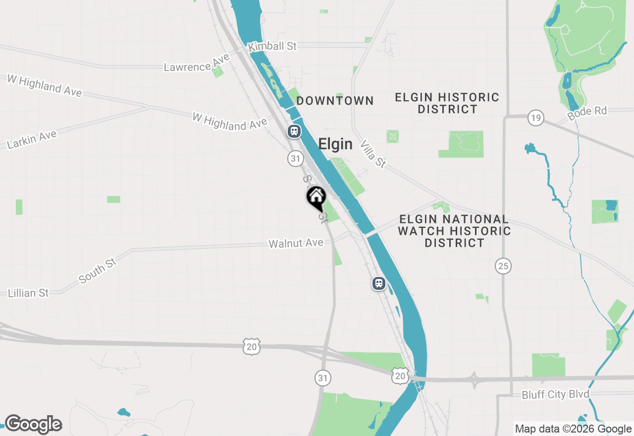 Map of 214 S State Street, Elgin, IL 60123
