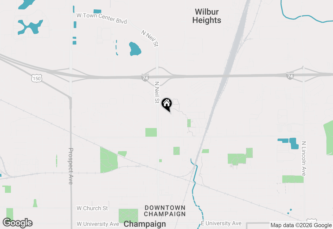 Map of 1404 N Hickory Street, Champaign, IL 61820