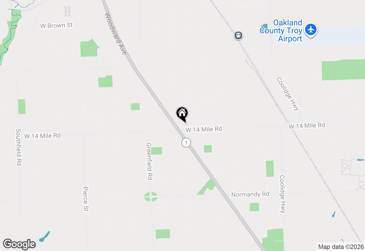 Map of 1544 Sheffield Road, Birmingham, MI 48009