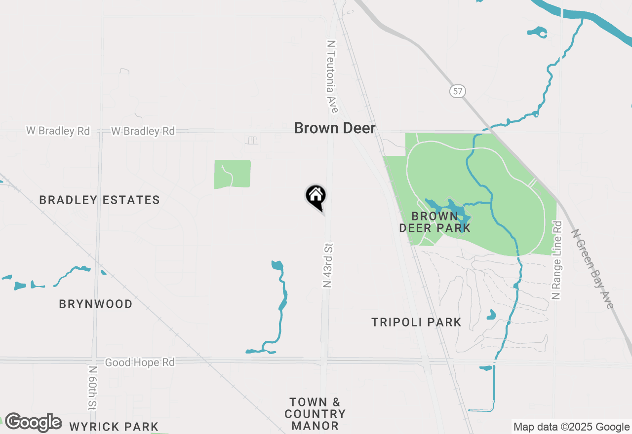 Map of 7680 N 44th St, Brown Deer, WI 53223