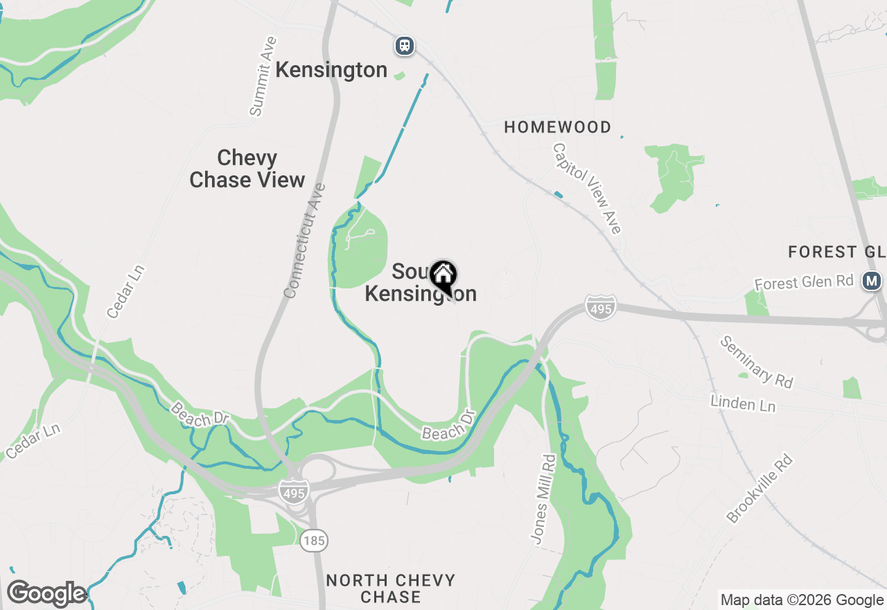 Map of 9633 W Bexhill Drive, Kensington, MD 20895