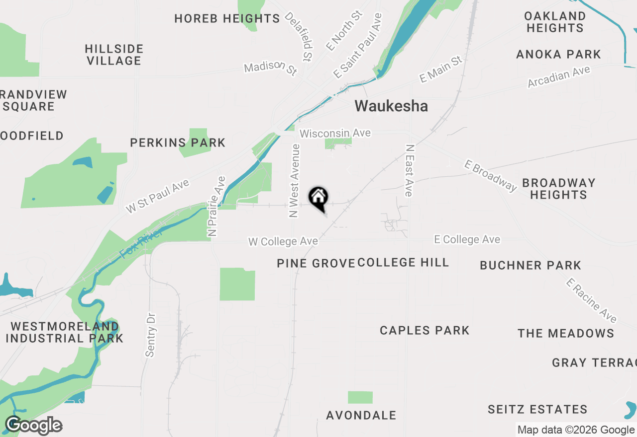 Map of 206 Maple Ave, Waukesha, WI 53186