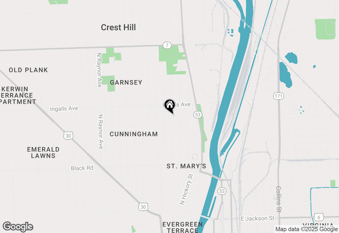 Map of 1104 Cora Street, Joliet, IL 60435
