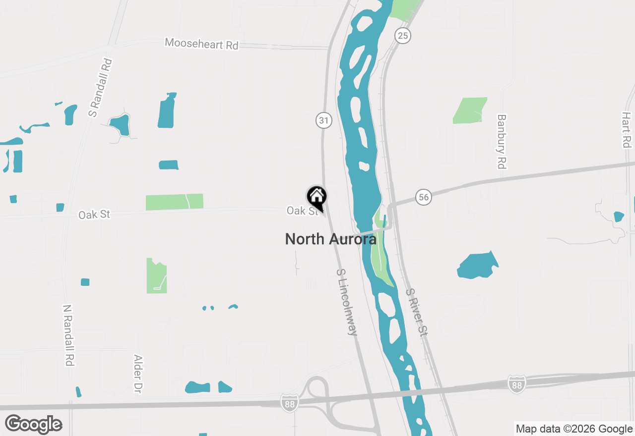 Map of 23 N Adams Street, North Aurora, IL 60542