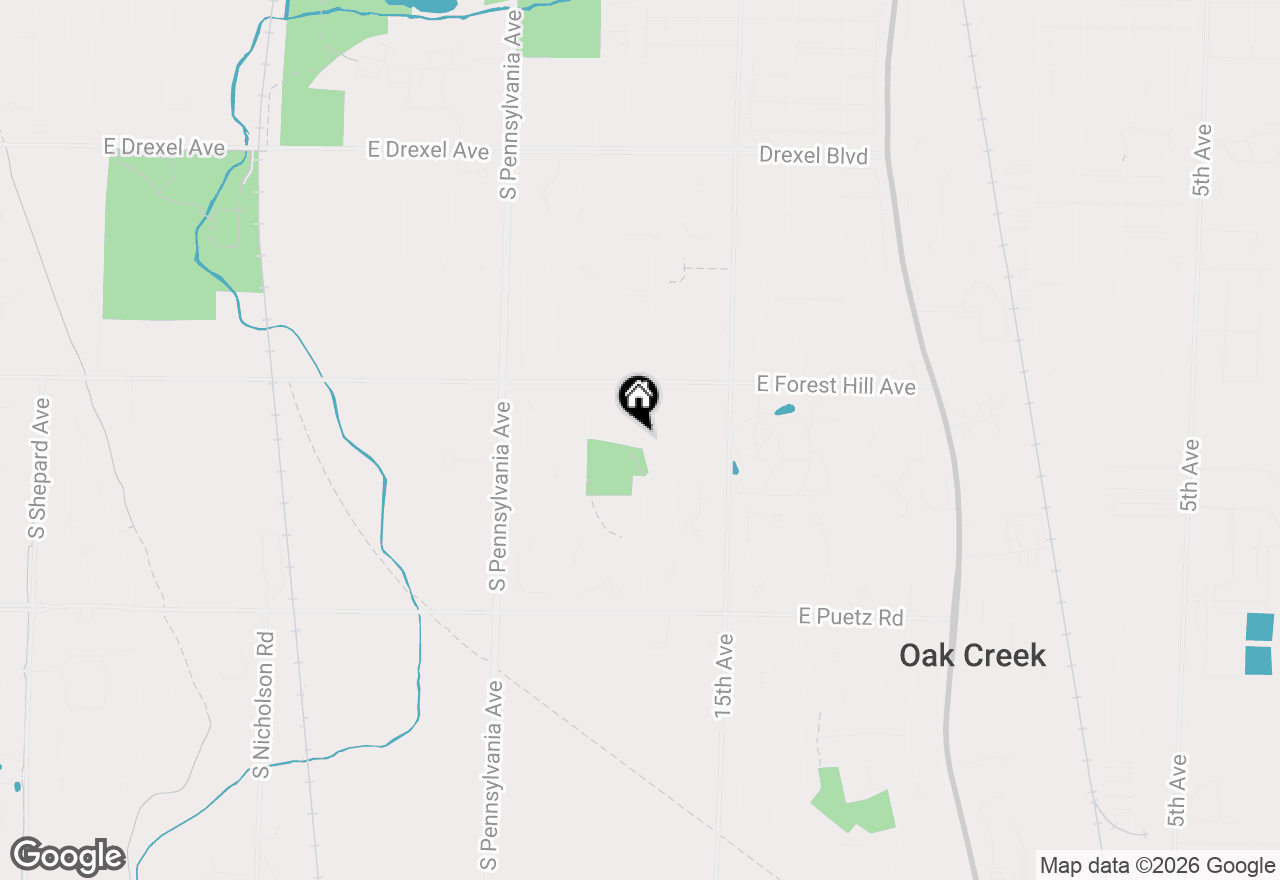 Map of 2900 E Honeysuckle Dr, Oak Creek, WI 53154