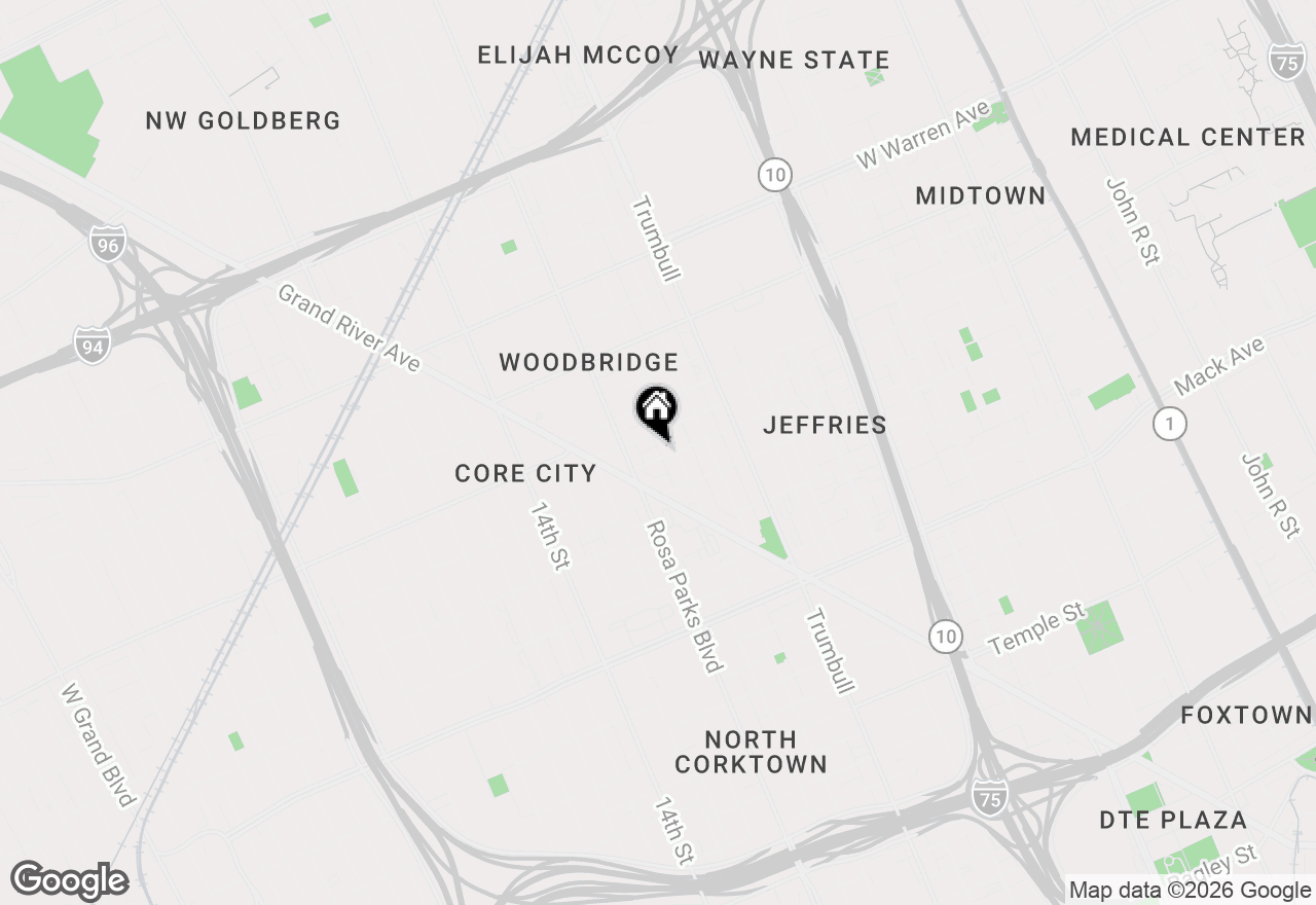 Map of 1734 W Willis Street, Detroit, MI 48208