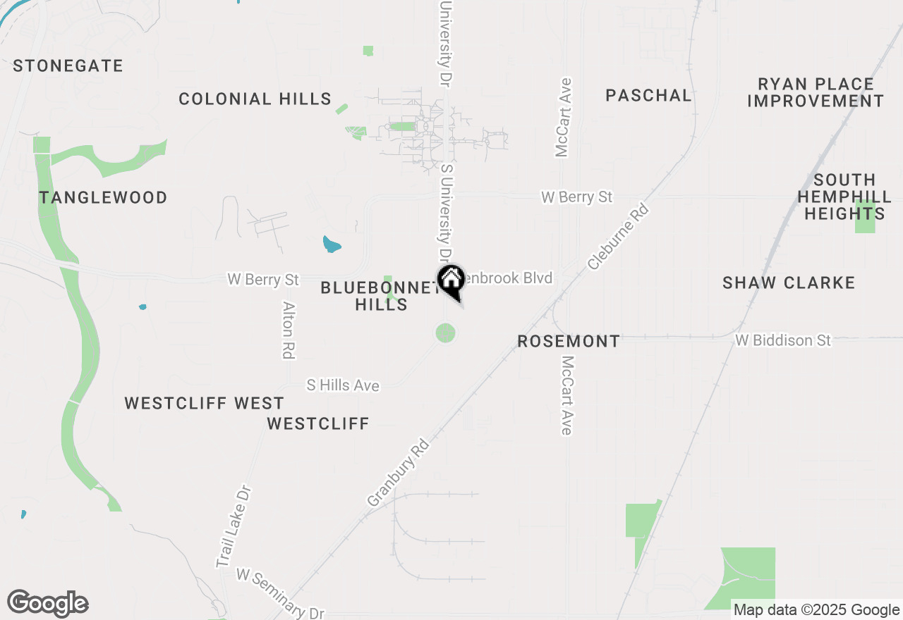 Map of 3419 S University Drive, Fort Worth, TX 76109