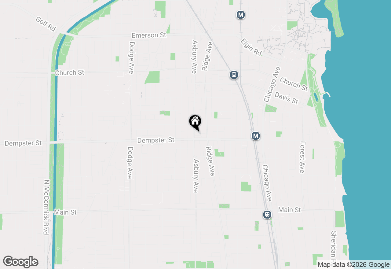 Map of 1315 Asbury Avenue, Evanston, IL 60201