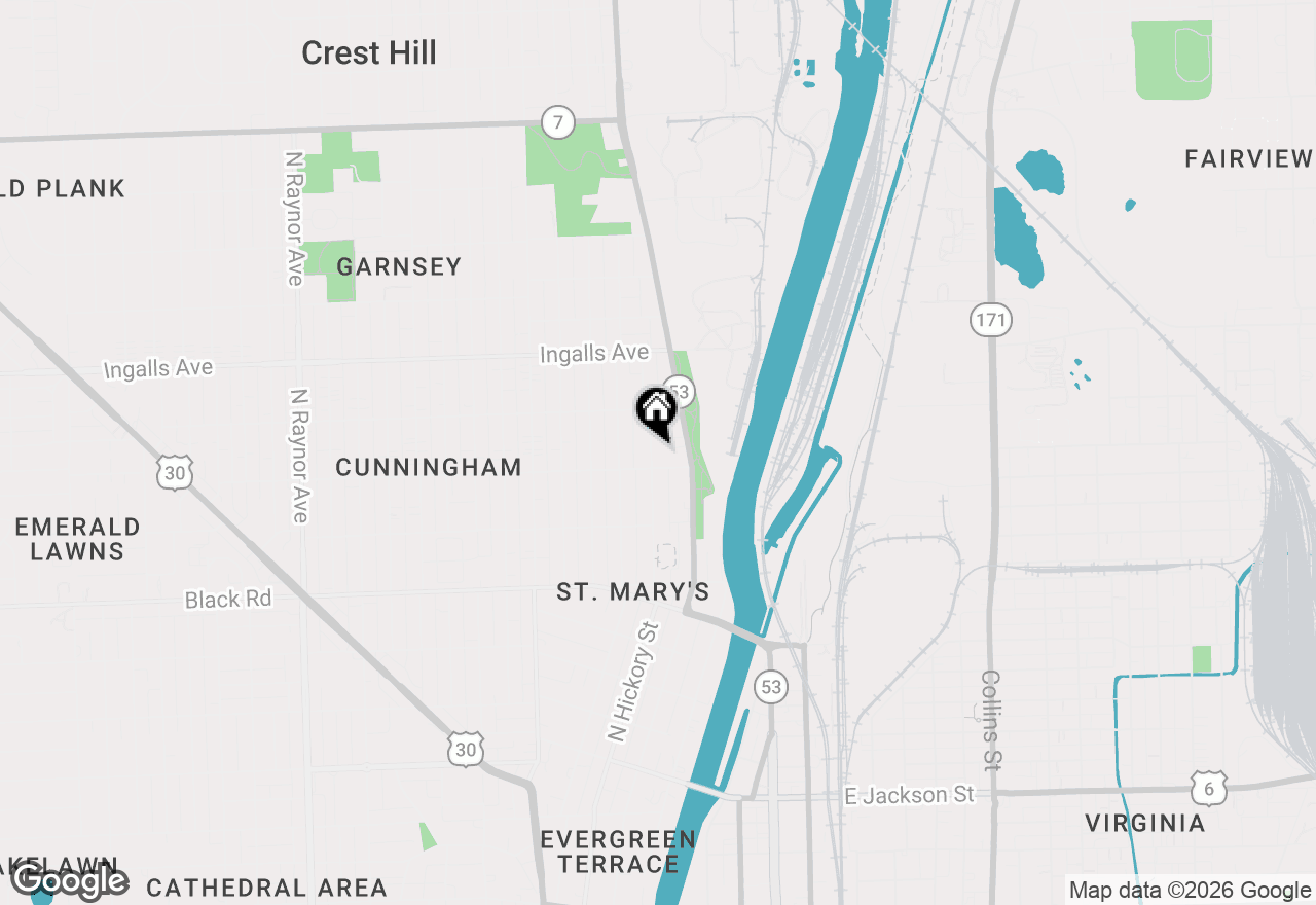 Map of 1006 N Hickory Street, Joliet, IL 60435