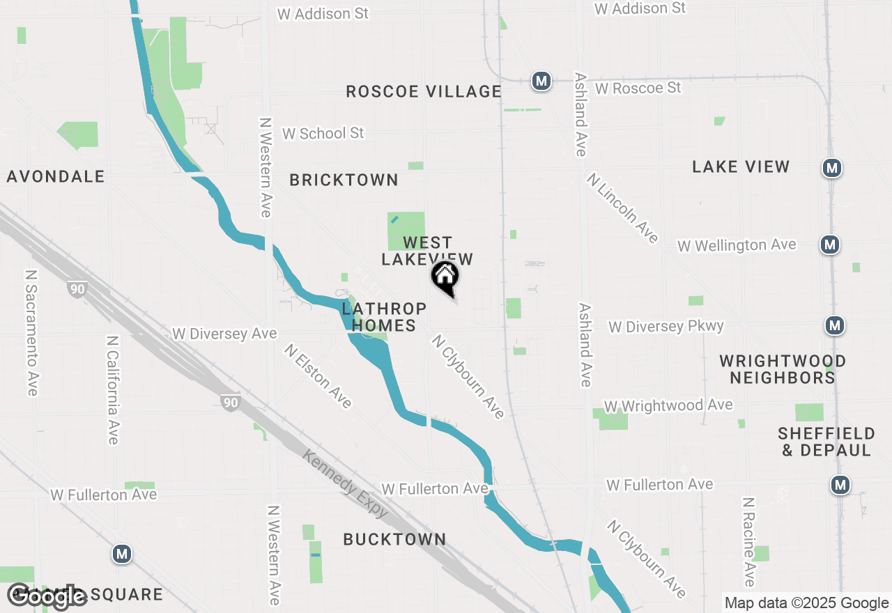 Map of 1932 W Wolfram Street, Chicago, IL 60657