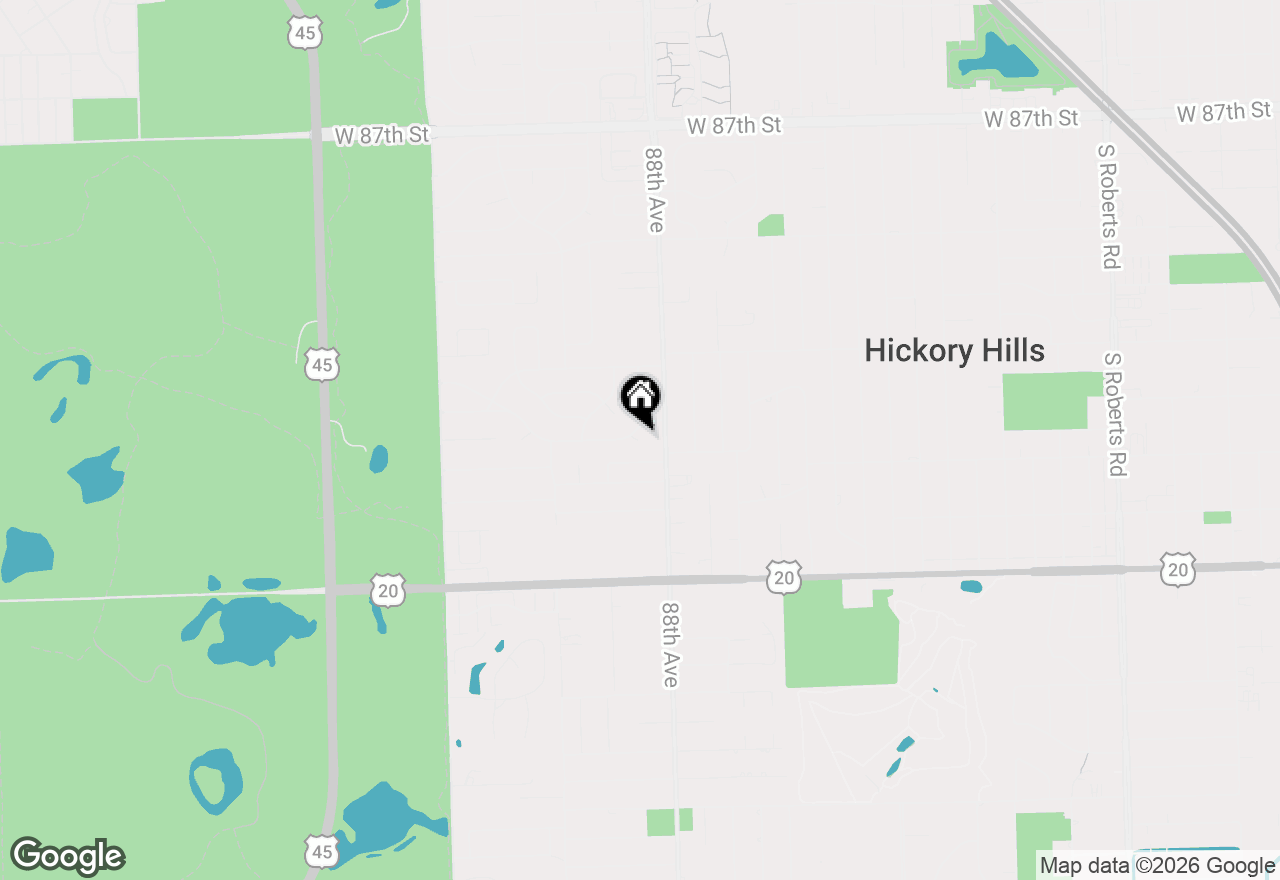 Map of 8811 W 92nd Street, Hickory Hills, IL 60457