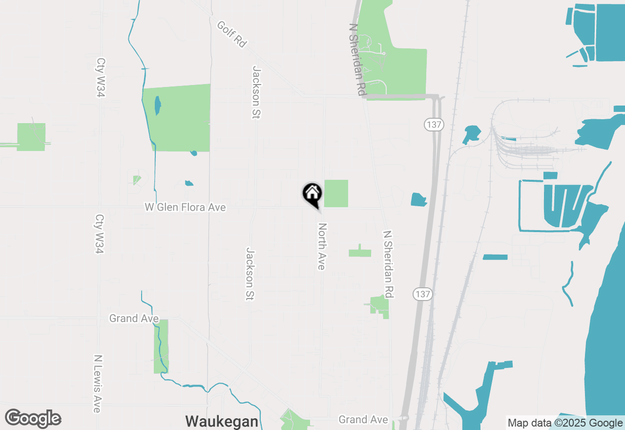 Map of 1215 Hickory Street, Waukegan, IL 60085