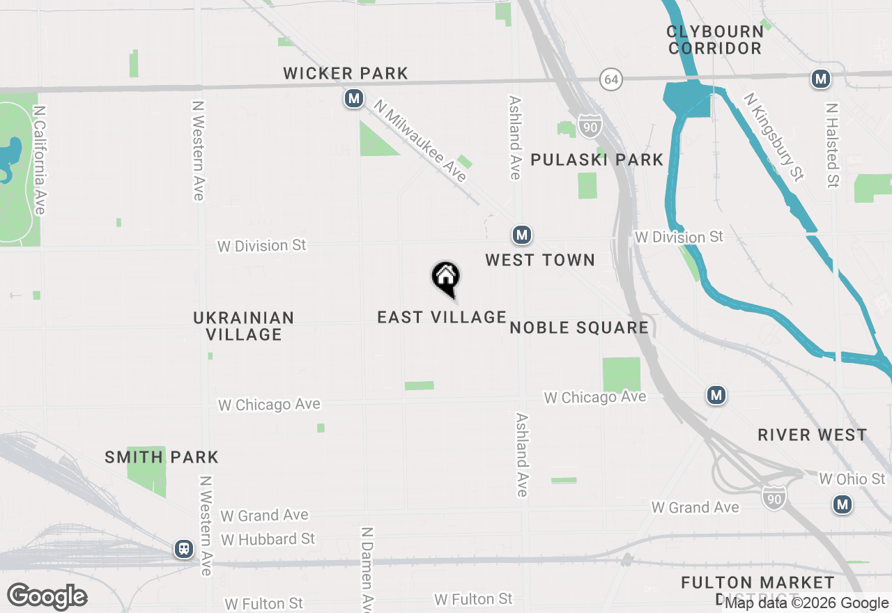 Map of 1021 N Wood Street #3, Chicago, IL 60622