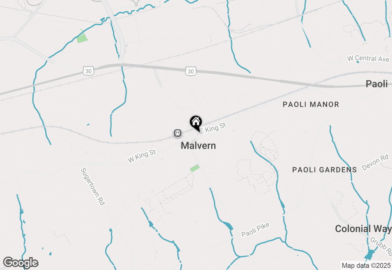 Map of 116 E King Street, Malvern, PA 19355