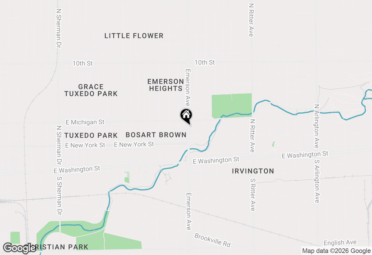 Map of 424 N Emerson Avenue, Indianapolis, IN 46219
