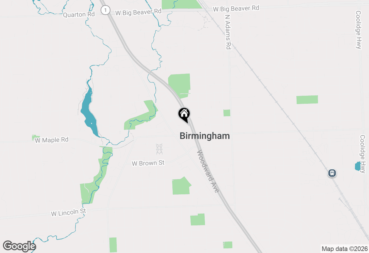 Map of 201 Park Ave, Birmingham, MI 48009