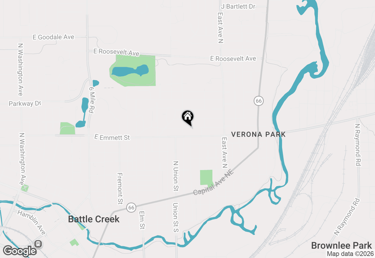 Map of 192 Hunter Street, Battle Creek, MI 49017