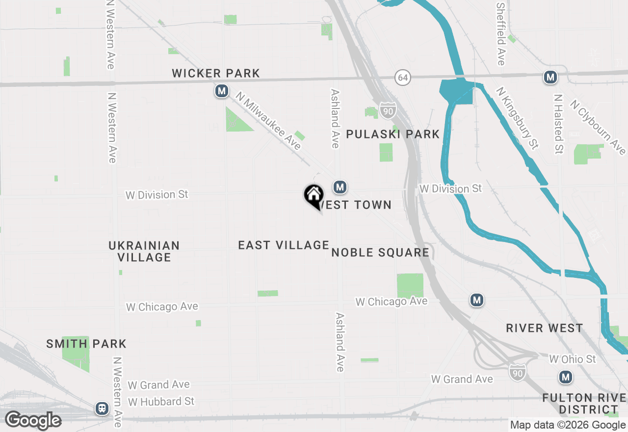 Map of 1073 N Paulina Street #2, Chicago, IL 60622