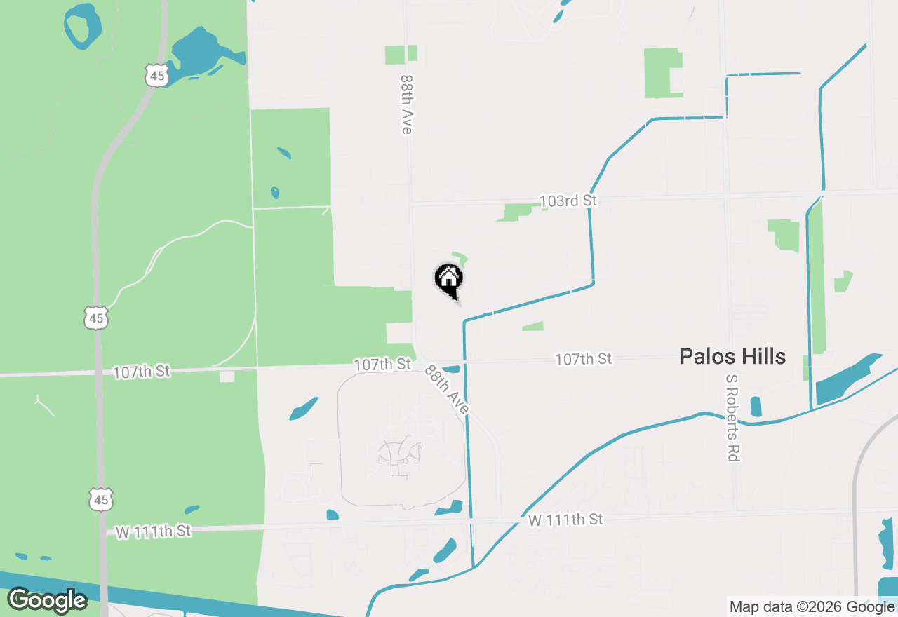 Map of 10540 S Sun Valley Court, Palos Hills, IL 60465