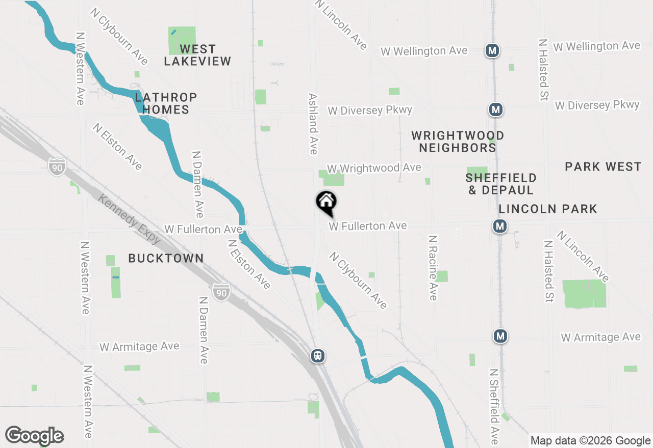 Map of 1540 W Fullerton Avenue #206, Chicago, IL 60614