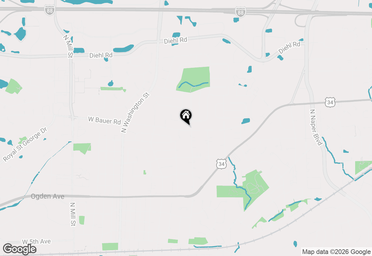 Map of 619 E Bauer Road, Naperville, IL 60563