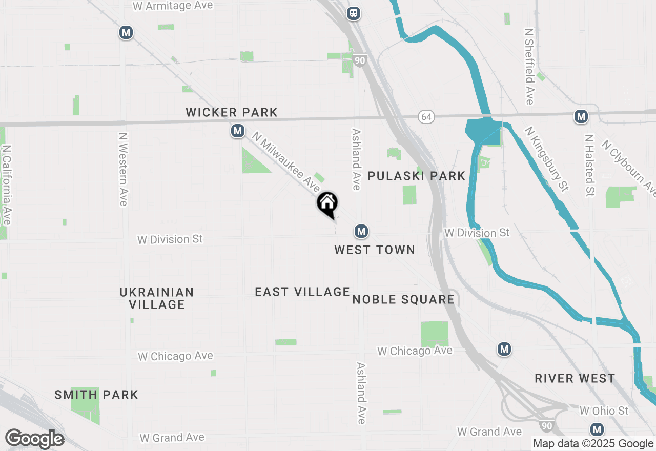 Map of 1219 N Paulina Street #2S, Chicago, IL 60622