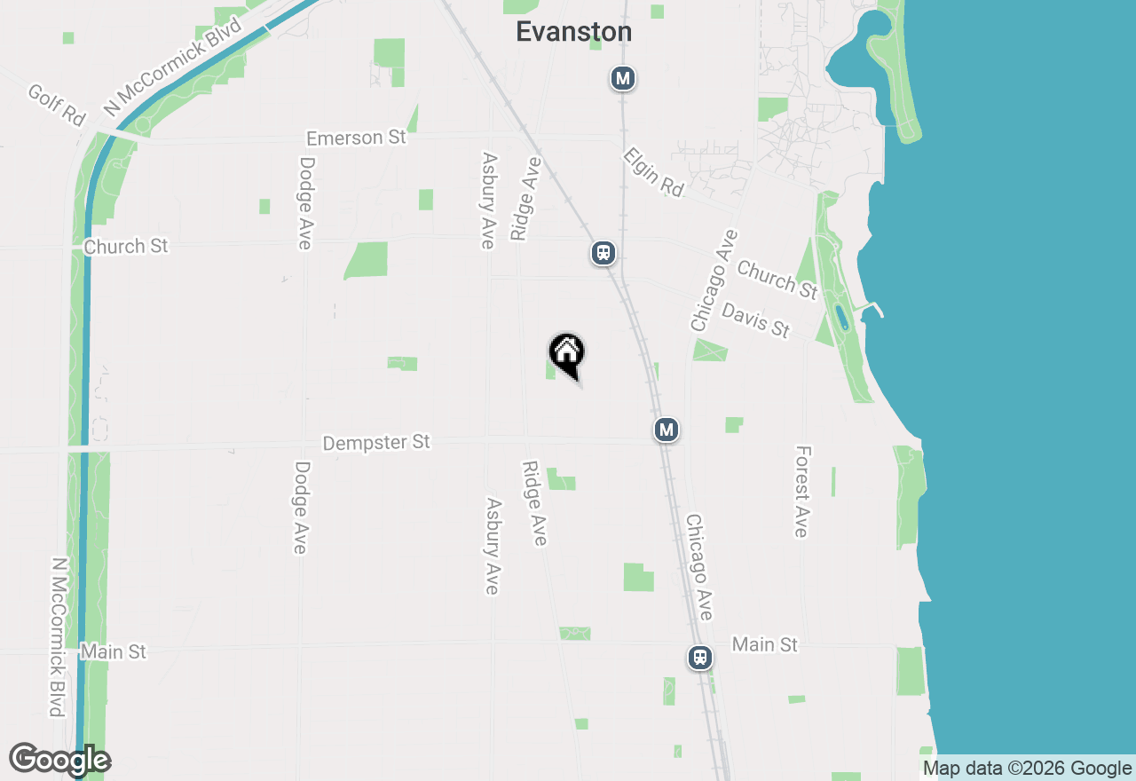 Map of 1027 Greenwood Street, Evanston, IL 60201
