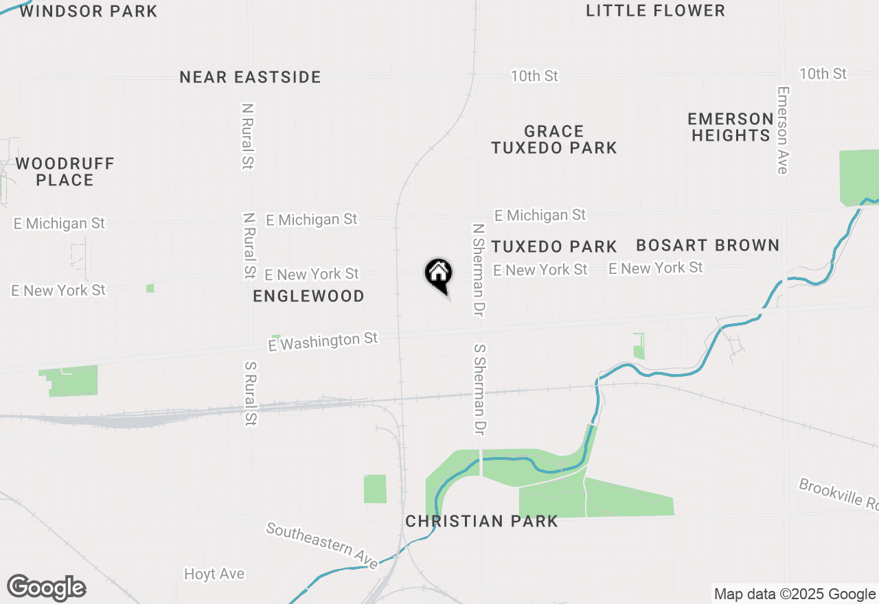 Map of 47 N Ewing Street, Indianapolis, IN 46201