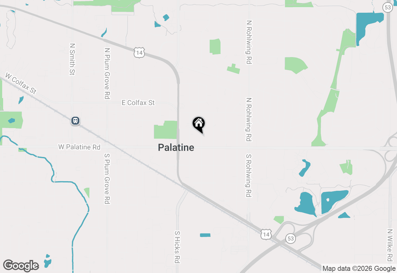 Map of 36 N Ashland Avenue, Palatine, IL 60074