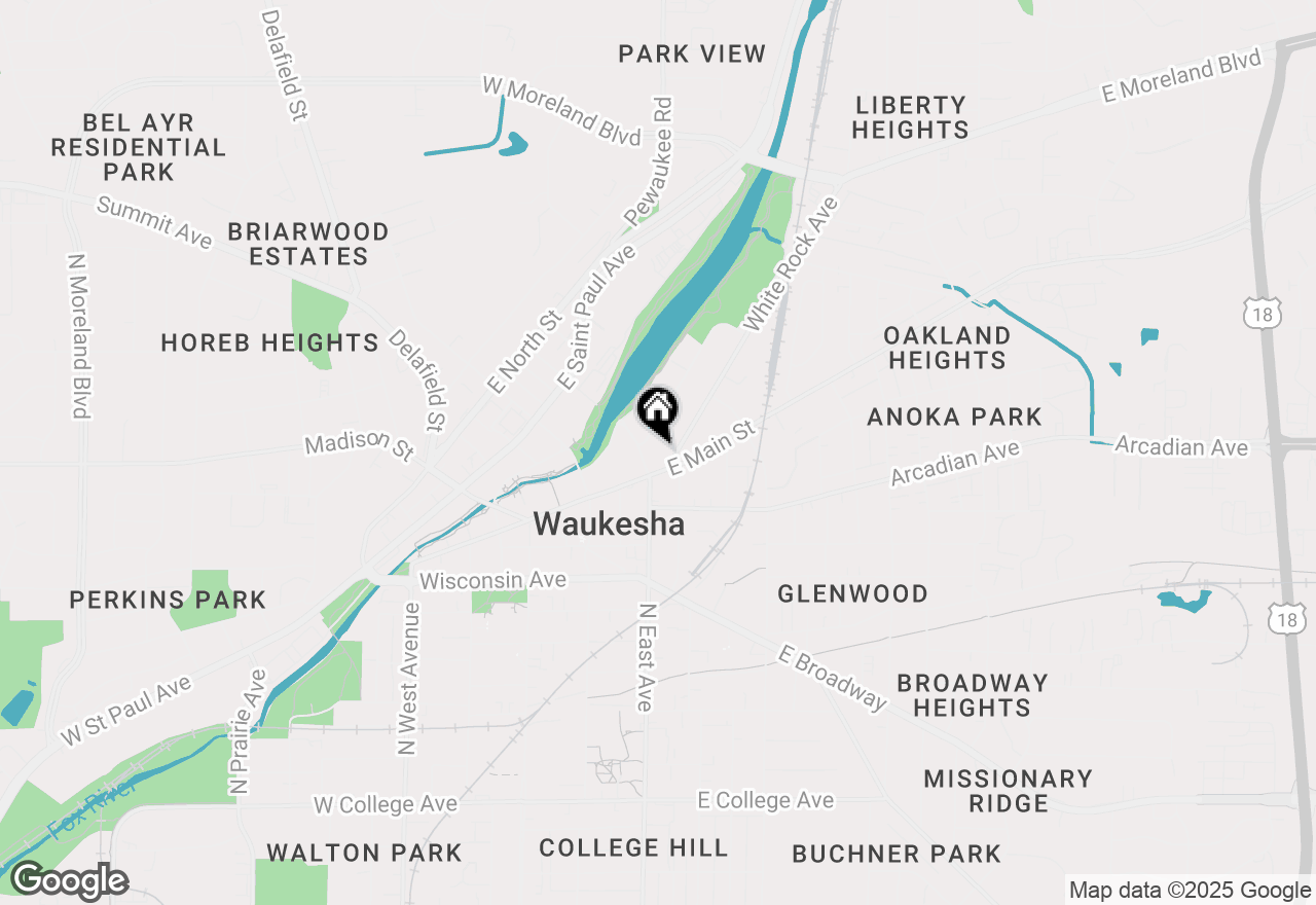 Map of 100 E Main St #211, Waukesha, WI 53186