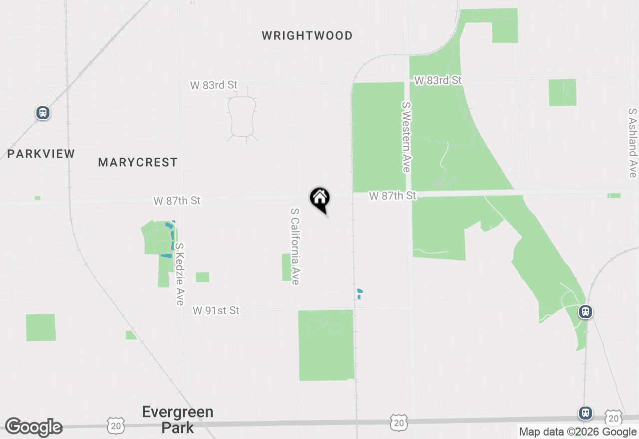 Map of 8742 S Washtenaw Avenue, Evergreen Park, IL 60805