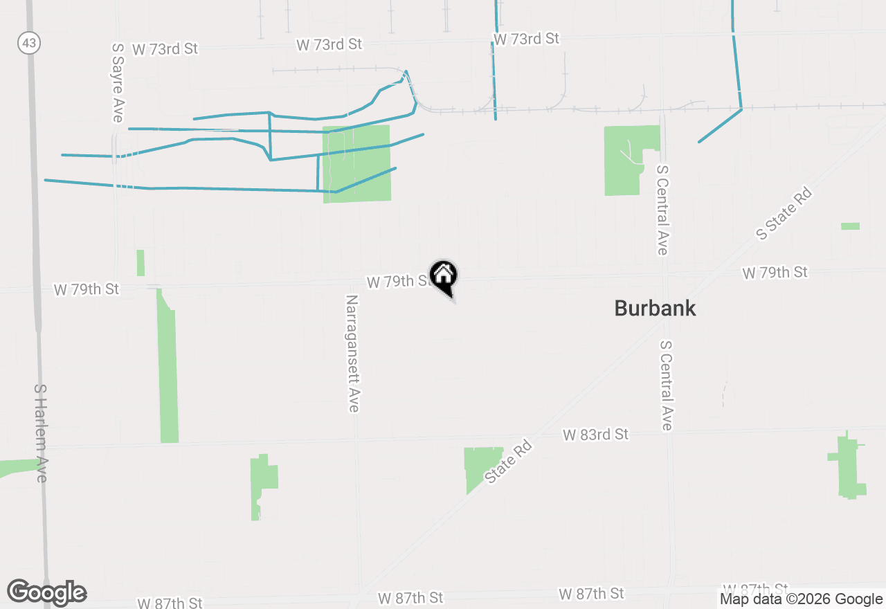 Map of 6127 W 79th Place, Burbank, IL 60459