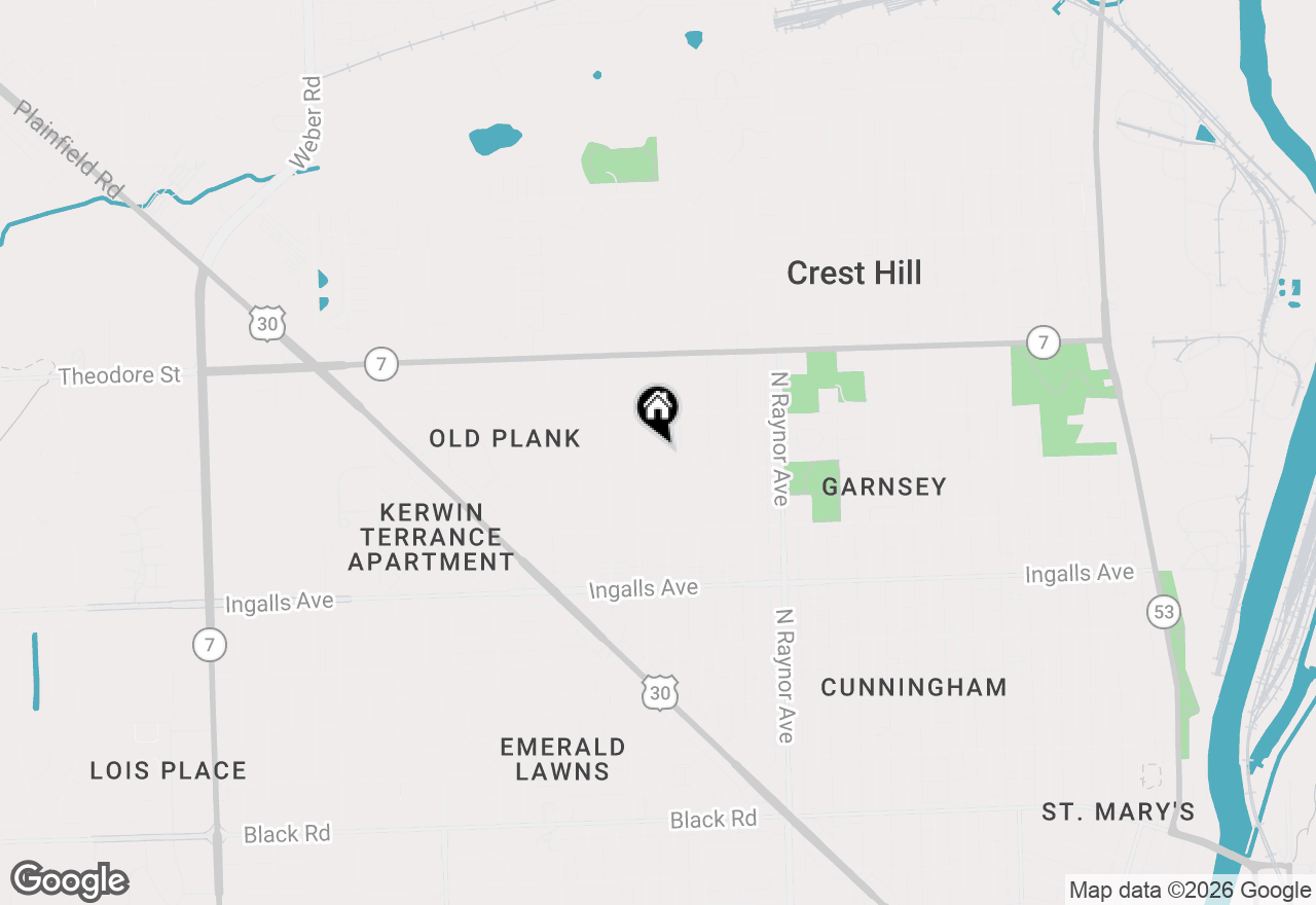 Map of 1409 Frederick Street, Joliet, IL 60435