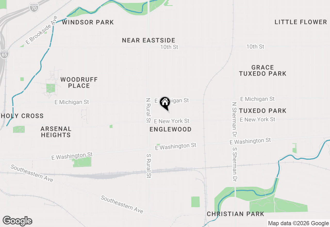 Map of 402 N Parker Avenue, Indianapolis, IN 46201