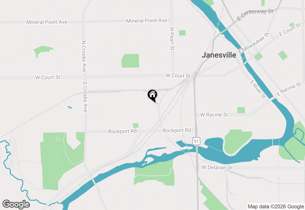 Map of 332 S Pine Street, Janesville, WI 53548
